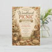 Herfst Roestige Oogst Bos Picknick Kaart (Staand voorkant)