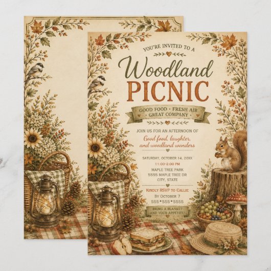 Herfst Roestige Oogst Bos Picknick Kaart (Voorkant / Achterkant)