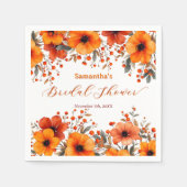 Herfst Roestige Oranje Bloemige Bes Bruidsdouche Servet (Voorkant)