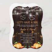 Herfst Roestige Pompoenen Slingerlichten Hout I DO Kaart (Voorkant / Achterkant)