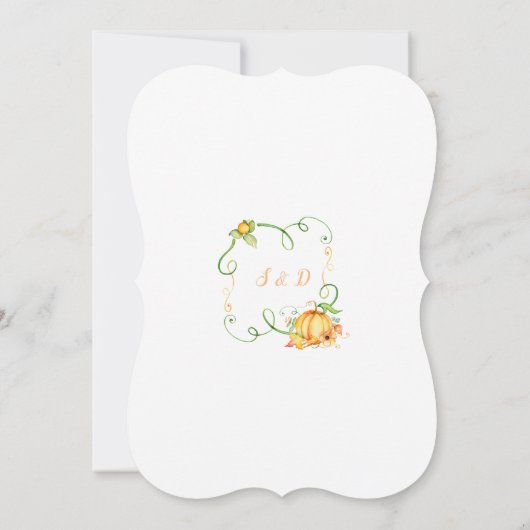 Herfst Roestige Pompoenen Slingerlichten Hout I DO Kaart (Achterkant)