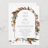 Herfst Romance Bloemen Wedding Ceremony Programma' Kaart (Voorkant / Achterkant)