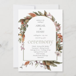 Herfst Romance Bloemen Wedding Ceremony Programma' Kaart
