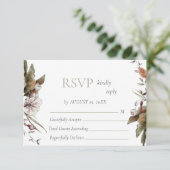 Herfst Romance Boog Bloemen Huwelijk RSVP Kaartje (Staand voorkant)