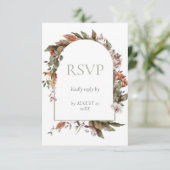 Herfst Romance Boog Bloemen Huwelijk RSVP Kaartje (Staand voorkant)