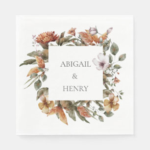 Herfst Romance Boog Bloemen Huwelijk Servet