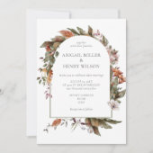 Herfst Romance Boog Bloemen Huwelijksuitnodiging Kaart (Voorkant)