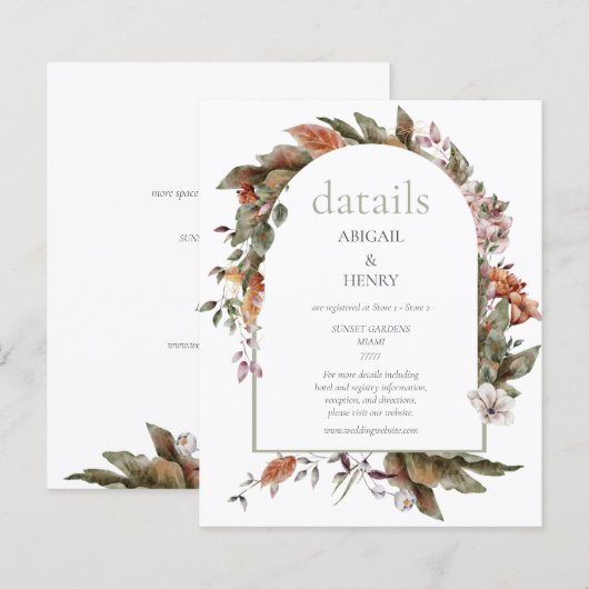 Herfst Romance Boog Bloemen Trouwgegevens (Voorkant / Achterkant)