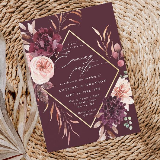 Herfst Romance Bourgondië Trouwavondfeest Kaart