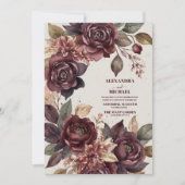 Herfst Romance Bourgondië Waterverf bruiloft Kaart (Voorkant)