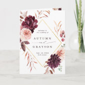 Herfst Romance Bourgondische bruiloft gevouwen Programma (Voorkant)