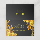 Herfst romance faux gold & blackfloral geometrisch plaatskaartje (Buitenkant ongevouwen)