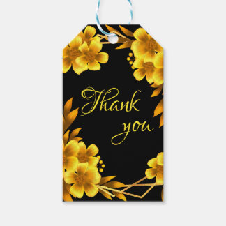 Herfst romance faux gouden geel bloemige geometris cadeaulabel