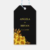 Herfst romance faux gouden geel bloemige geometris cadeaulabel (Achterkant)