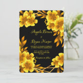 Herfst romance faux gouden geel bloemige geometris kaart (Staand voorkant)