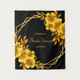 Herfst romance faux gouden geel bloemige geometris wandkleed