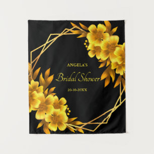 Herfst romance faux gouden geel bloemige geometris wandkleed