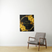 Herfst romance faux gouden geel bloemige geometris wandkleed (In situ)