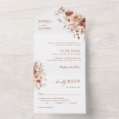 Herfst Romance Gedroogde Bloemen Bruiloft All In One Uitnodiging (Binnen)