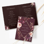 Herfst Romance Goud Lijst bruiloft gevouwen Programma<br><div class="desc">Dit trouwceremonieprogramma bevat een waterverf bloem van dahlias,  tuinlijke rozen en pony's in Bourgogne,  maroon,  wazig roze over de valbladeren met een faux gouden ruitvormig lijst. Voor meer geavanceerde aanpassing van dit ontwerp,  te klikken gelieve de BUTTON van het TOOL VAN HET ONTWERP BLAUW. Overeenkomende objecten zijn ook beschikbaar.</div>