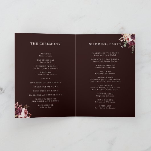 Herfst Romance Goud Lijst bruiloft gevouwen Programma (Binnen)