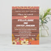 Herfst Romance Rustieke Pompoen en Bloemen bruilof Kaart (Staand voorkant)