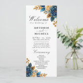 Herfst Romance Waterverf Bloemenbruiloft programma Programmakaart (Staand voorkant)