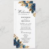 Herfst Romance Waterverf Bloemenbruiloft programma Programmakaart (Voorkant / Achterkant)