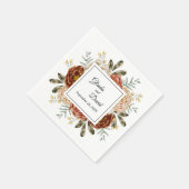 Herfst Romance Waterverf Floral Custom Wedding Servet (Hoek)