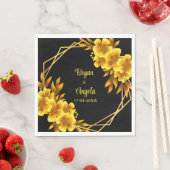 Herfst romance zwart & gouden bloemige geometrisch servet (Insitu)