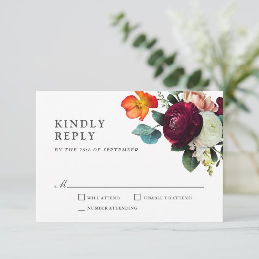 Herfst Romantic Floral Wedding RSVP (Staand voorkant)