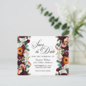 Herfst Romantic Floral Wedding Save the Date Briefkaart (Staand voorkant)