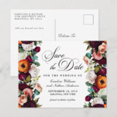 Herfst Romantic Floral Wedding Save the Date Briefkaart (Voorkant / Achterkant)