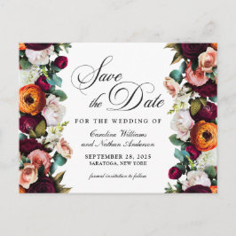Herfst Romantic Floral Wedding Save the Date Briefkaart