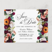 Herfst Romantic Floral Wedding Save the Date Briefkaart (Voorkant)