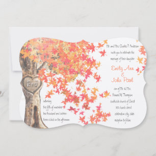 Herfst Romantic Rustic Tree Oranje Yellow Wedding Kaart