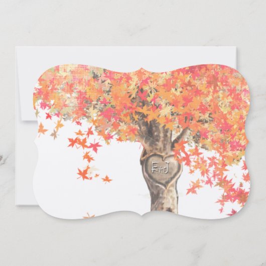 Herfst Romantic Rustic Tree Oranje Yellow Wedding Kaart (Achterkant)