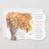 Herfst Romantic Rustic Tree Oranje Yellow Wedding Kaart (Voorkant)