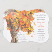 Herfst Romantic Rustic Tree Oranje Yellow Wedding Kaart (Voorkant / Achterkant)