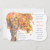 Herfst Romantic Rustic Tree Oranje Yellow Wedding Kaart (Voorkant)