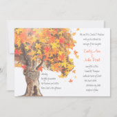 Herfst Romantic Rustic Tree Oranje Yellow Wedding Kaart (Voorkant)