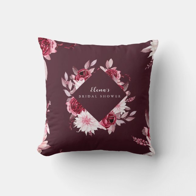 Herfst Romantiek Gouden Frame Bloem bruidsdouche Kussen (Voorkant)