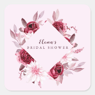 Herfst Romantiek Gouden Frame Bloem bruidsdouche Vierkante Sticker