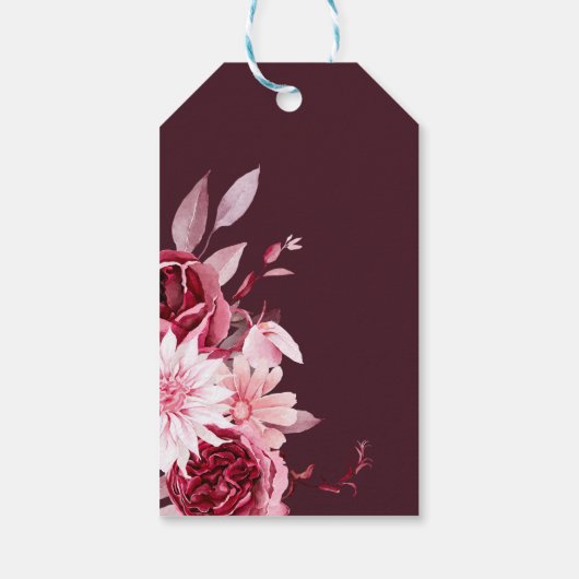 Herfst Romantiek Gouden Frame Bloemige bruidsdouch Cadeaulabel (Achterkant)