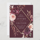 Herfst Romantiek Gouden Frame Bloemige Trouwdag Kaart (Voorkant)