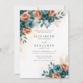 Herfst Romantisch Blauwgroen Verbrand Sinaasappel  Kaart (Voorkant)