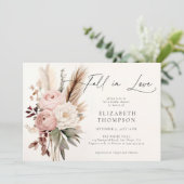 Herfst Romantisch Boho Peony Pampas Chic Vrijgezel Kaart (Staand voorkant)