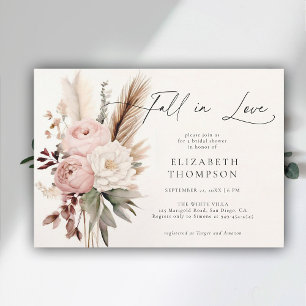 Herfst Romantisch Boho Peony Pampas Chic Vrijgezel Kaart