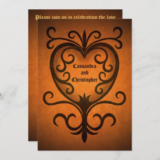 Herfst romantisch bruiloft hart kaart (Voorkant / Achterkant)