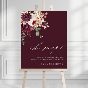 Herfst Romantische Bloem Burgundy Oh Snap Bord Poster
